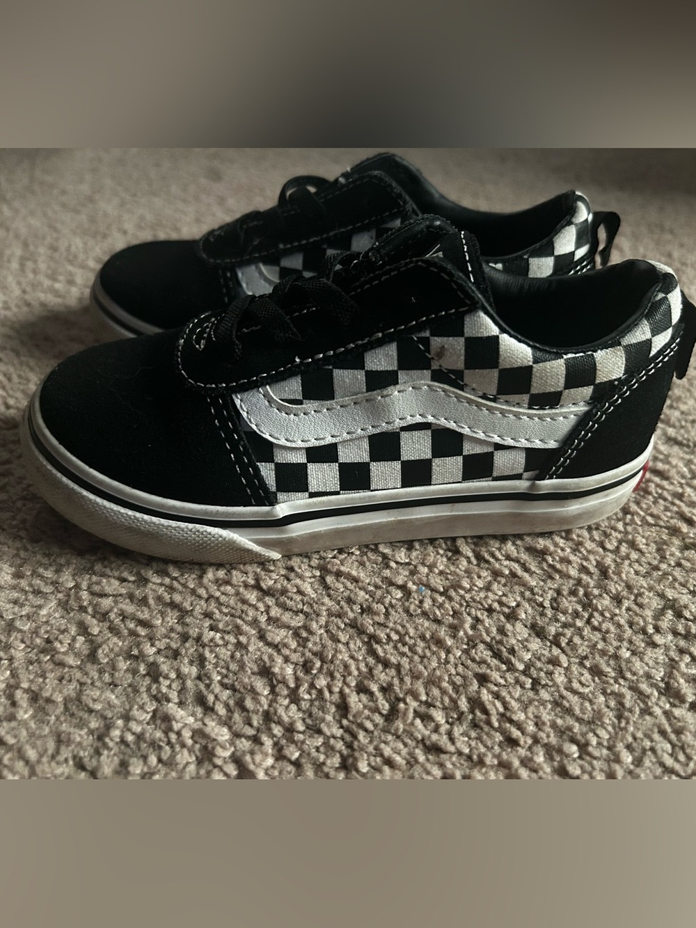 Vans Kids Checkerboard Old Skool Sneakers - Black and White